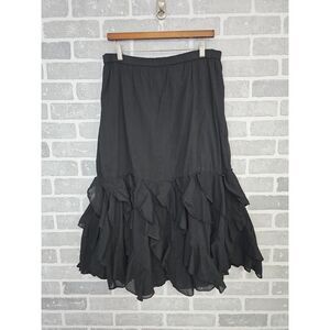 VTG. Keren Hart Skirt Women's M Black‎ Spiral Ruffled Pull On Whimsy Goth Witchy